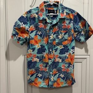 The Children's Place Blue and Orange Floral Button Down Shirt